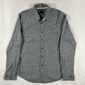 Nike SB Button Up Shirt Mens Small Long Sleeve Gray Wood Grain Look Skate Board